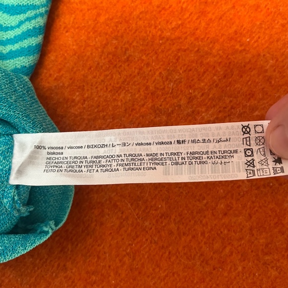 Zara blue turquoise jacquard V-neck knit straps camisole top NWT - Picture 4 of 7